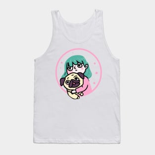 Girl with Pug Dog Lover Puppy Tank Top